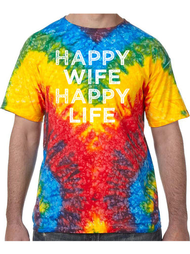 Happy Wife Happy Life Tie Dye Tee Shirt - Woodstock, Small