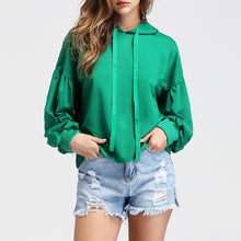 Women's Lantern Sleeves Solid Hoodie Pullover Tops Blouse