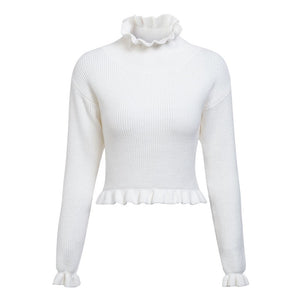 Simplee Ruffle knitted sweater female Butterfly sleeve winter 2018 slim fit pullover streetwear jumper pull femme peplum top