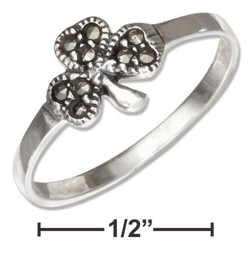 Sterling Silver Marcasite Irish Shamrock Ring