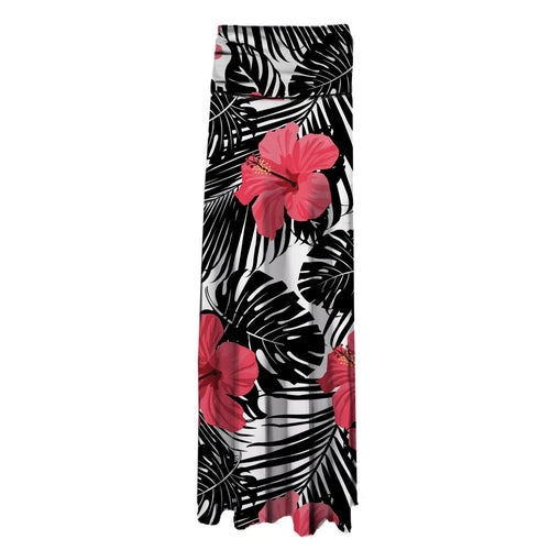 Maxi Black Pink Flowers Skirt