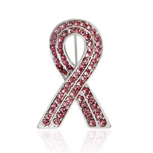 Elegant breast cancer logo high - grade diamond AIDS pink ribbon brooch clothing accessories
