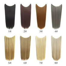 One Piece No Clip Hair Extensions Long Straight Hairpiece Adjustable Hidden Transparent Wire Synthetic Fiber Hairpieces