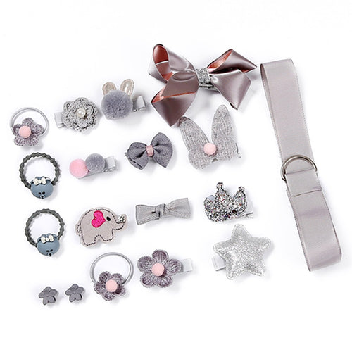 Baby Girls Hair Tie Ribbon Bow Clips Barrettes Hair Accessory Set for Newborn Toddler Children 18Pcs Gift Box Silver